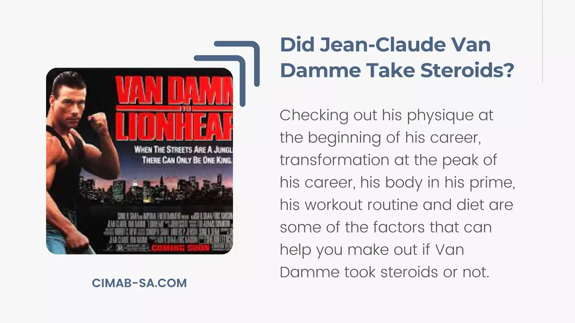 Did Jean Claude Van Damme Take Steroids